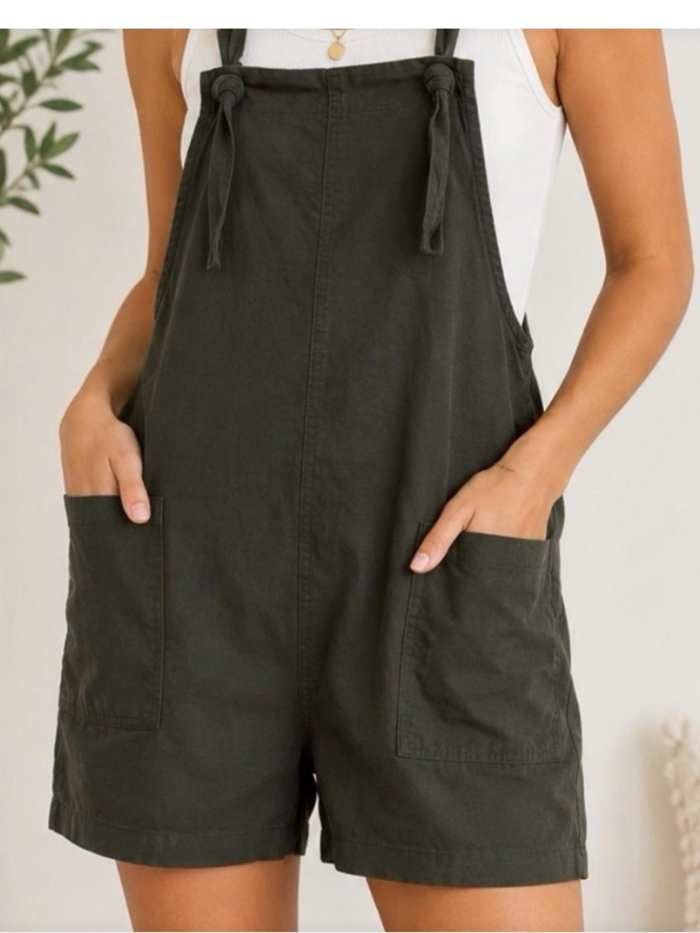 Zenana Casual Olive Green Women's Short Overalls